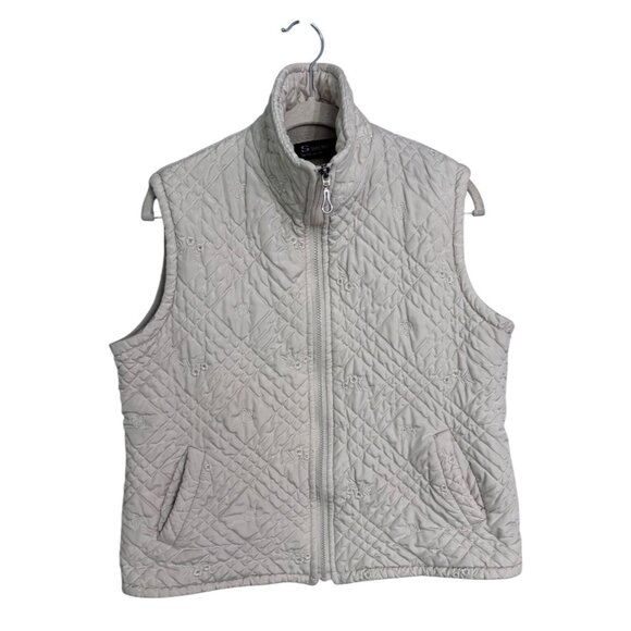 Vintage quilted puffer vest size L‎ embroidered floral boho granola fairy - Picture 2 of 6